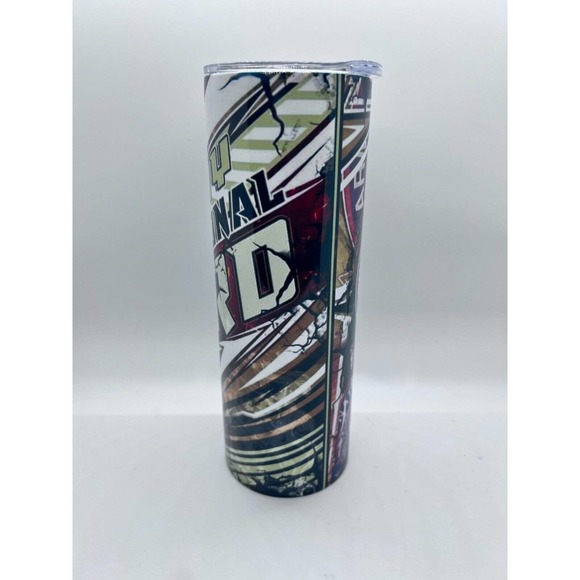 Army National Guard 20 oz Skinny Tumbler Custom Made, New with Straw and Lid - Picture 2 of 4